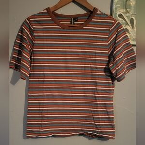 Princess Highway Striped Short Sleeve Tee - Brown, Blue, White